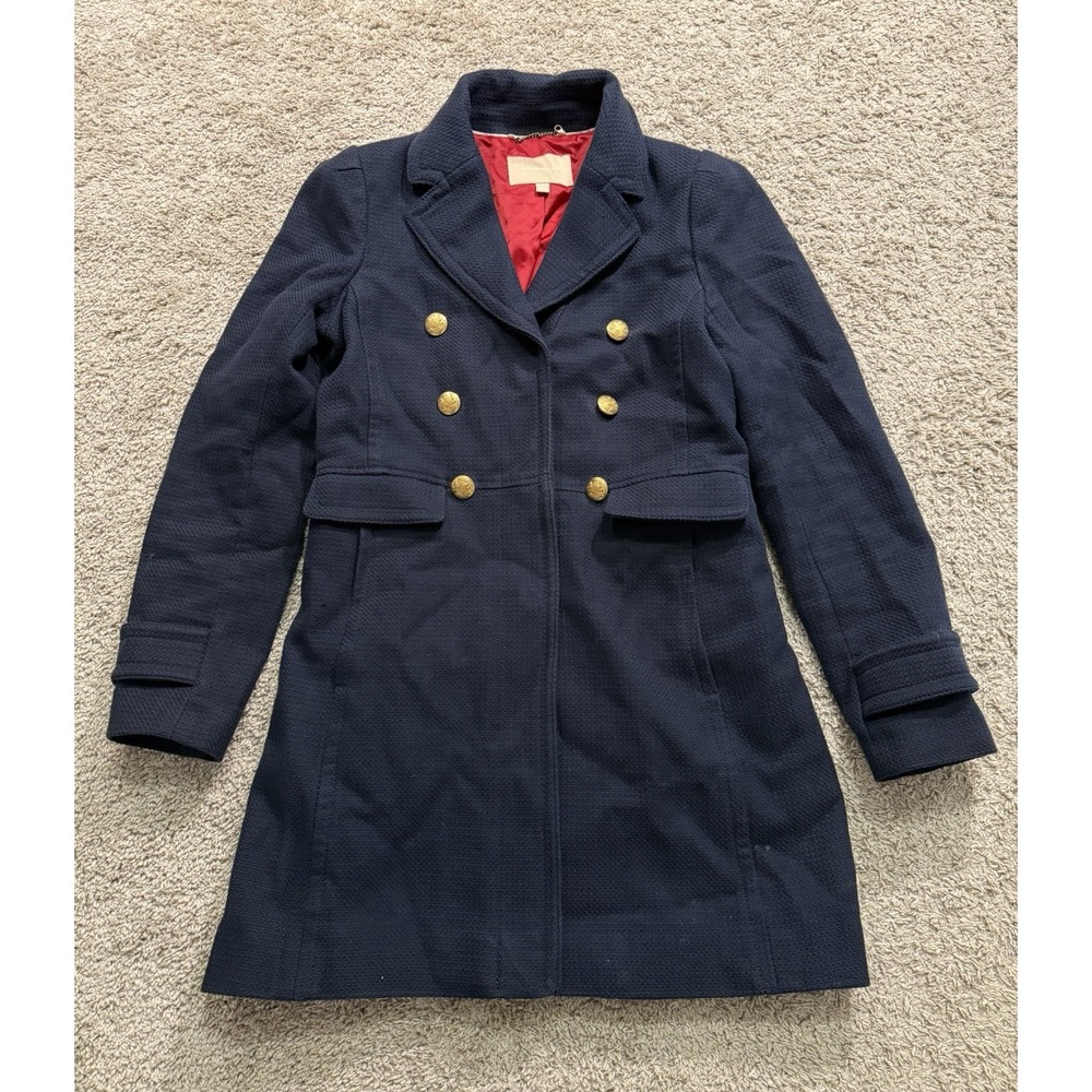 Women's Banana Republic Navy Blue Trench Coat Sailor Nautical Old Money Preppy S